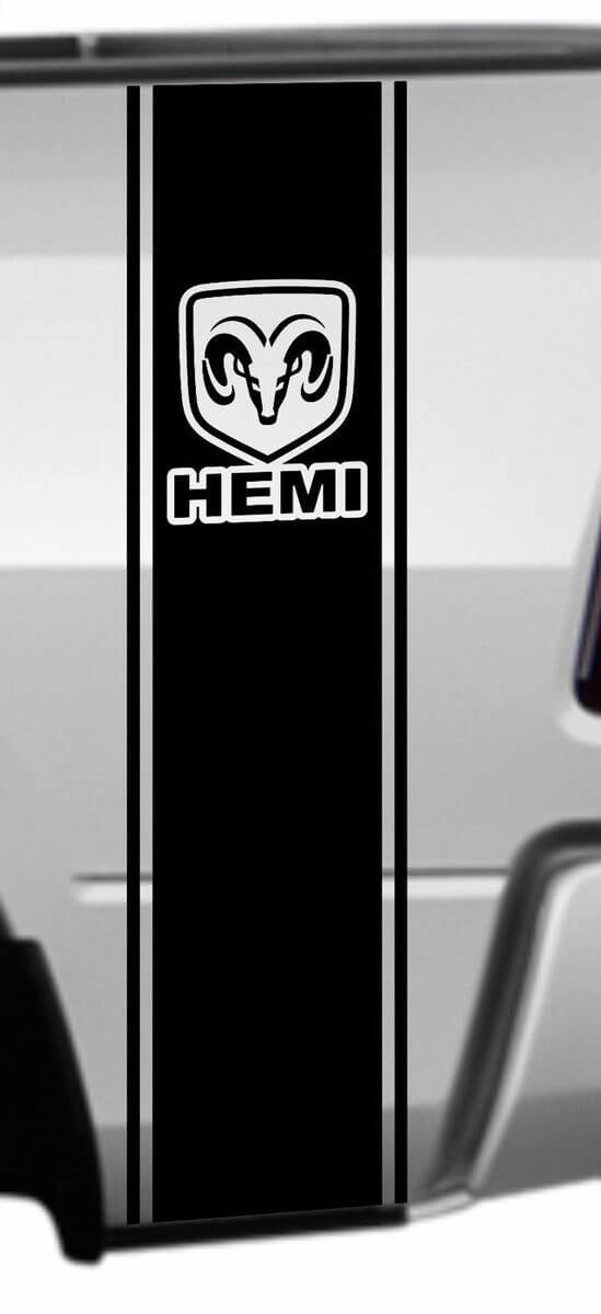 HEMI-logo achterste zijkant streep vinyl decal voor Dodge Ram 1500 2500 3500
