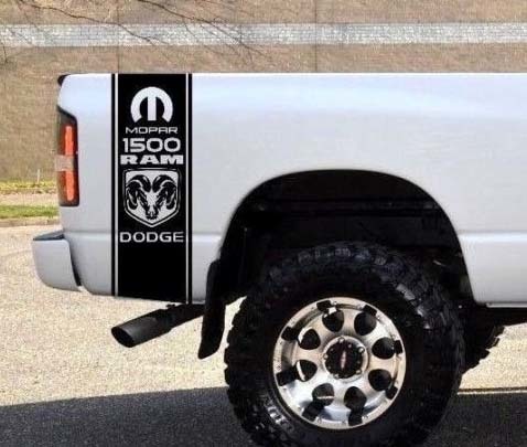 Dodge Ram zijoverdrukplaatjestickers vrachtwagen bed zijstrepen graphics 25 stijlen