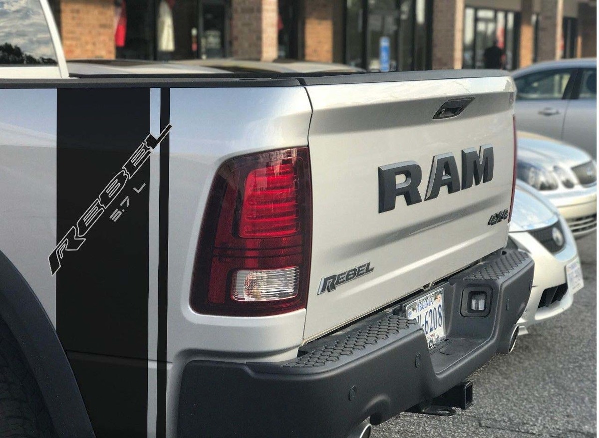 2 Dodge Ram Rebel 1500 5.7L-emblemen TRX-zijstrepen vinylstickers Hemi Graphics Now 2023