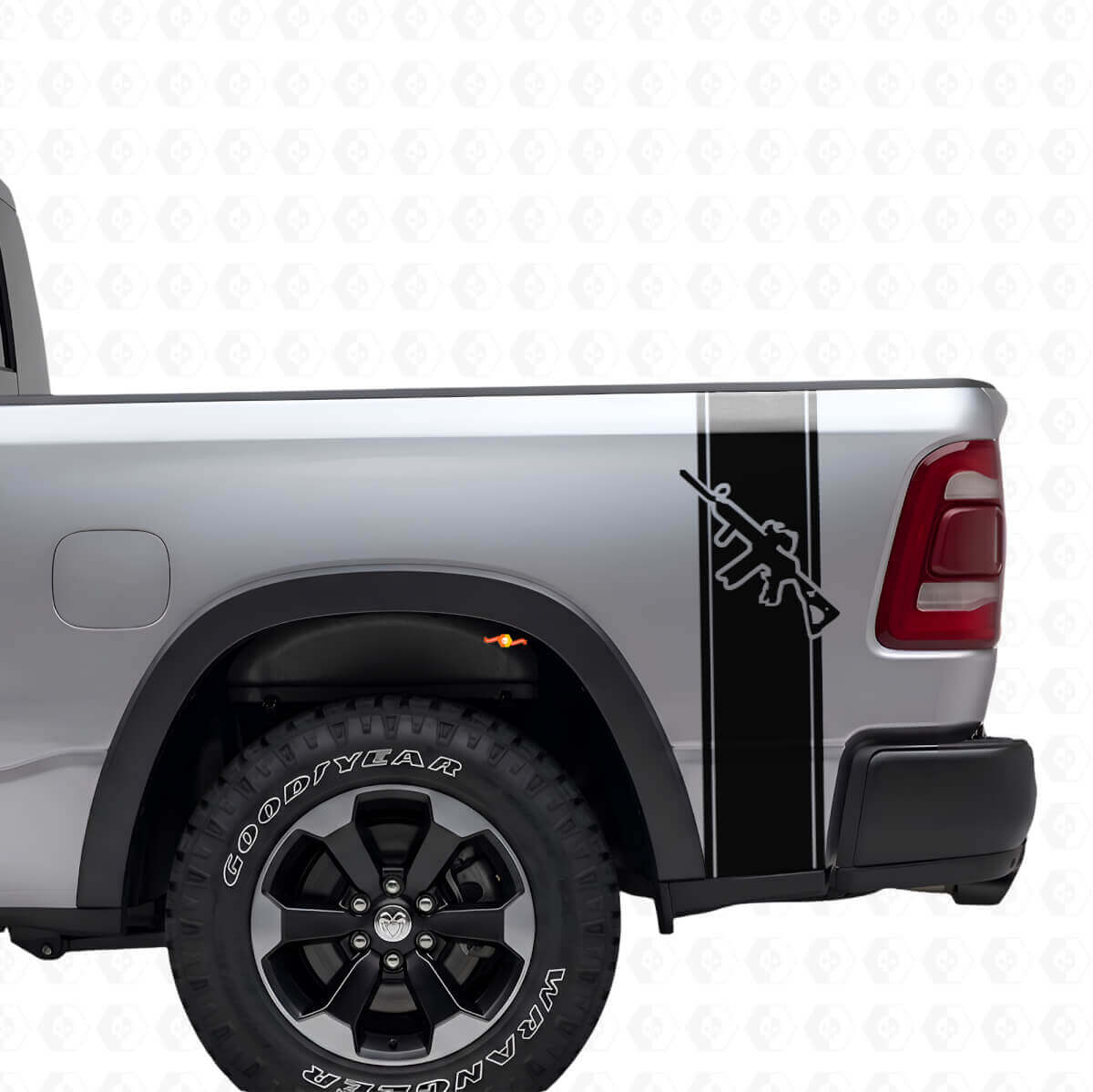 AR-15 Rifle Achterzijde Strepen Vinyl Decal Set voor Trucks