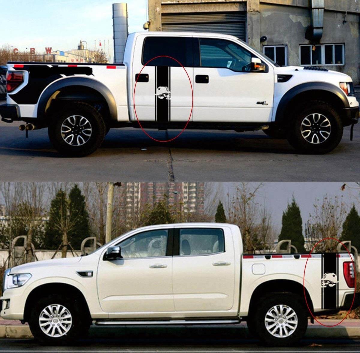 2x Truck Bed Stripe Skull Decal Racing Stripe Skull Vinyl Stickers voor Chevy GMC