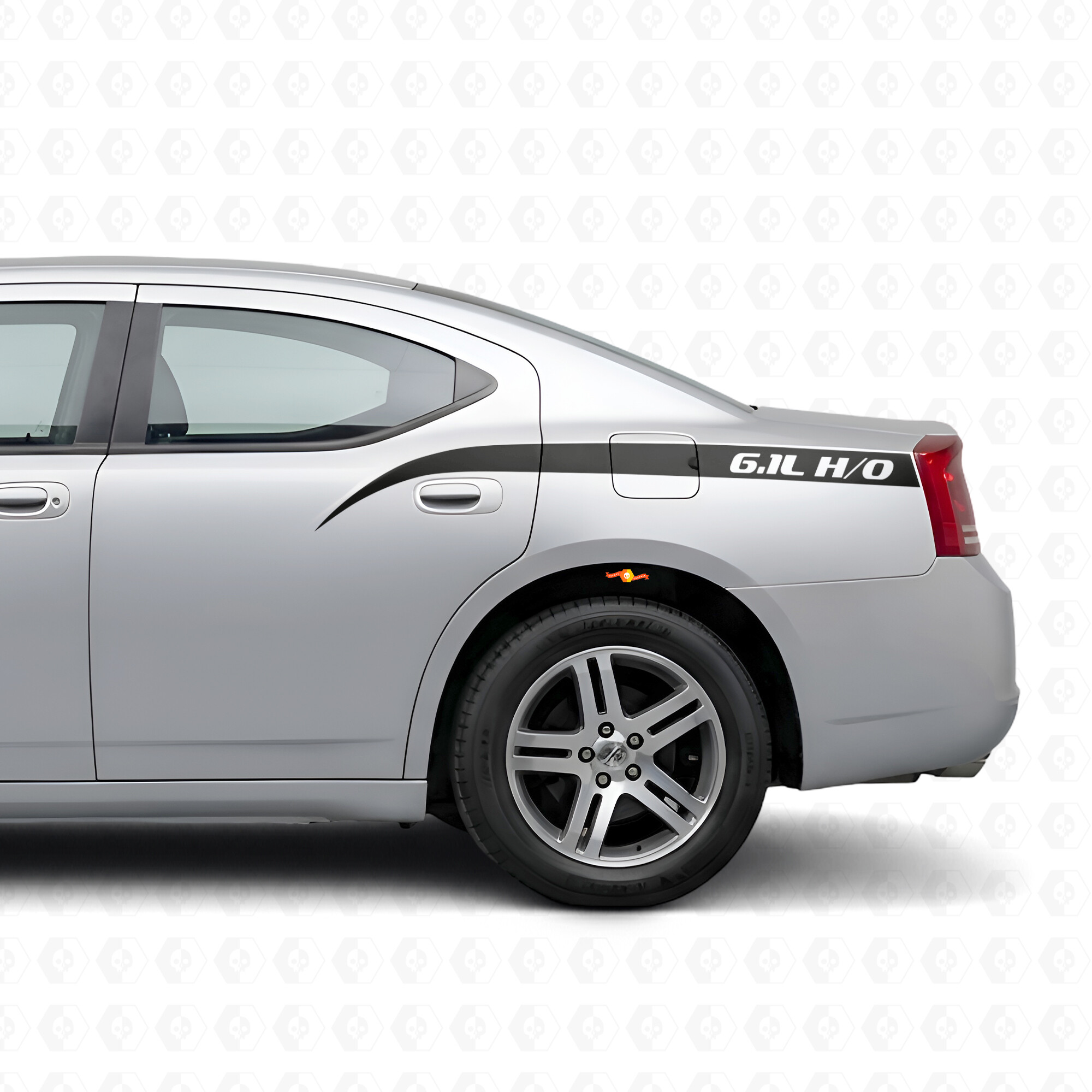 6.1L H/O Gebogen Strepen Bedside Vinyl Decal Sticker voor Dodge Charger 2006-2010