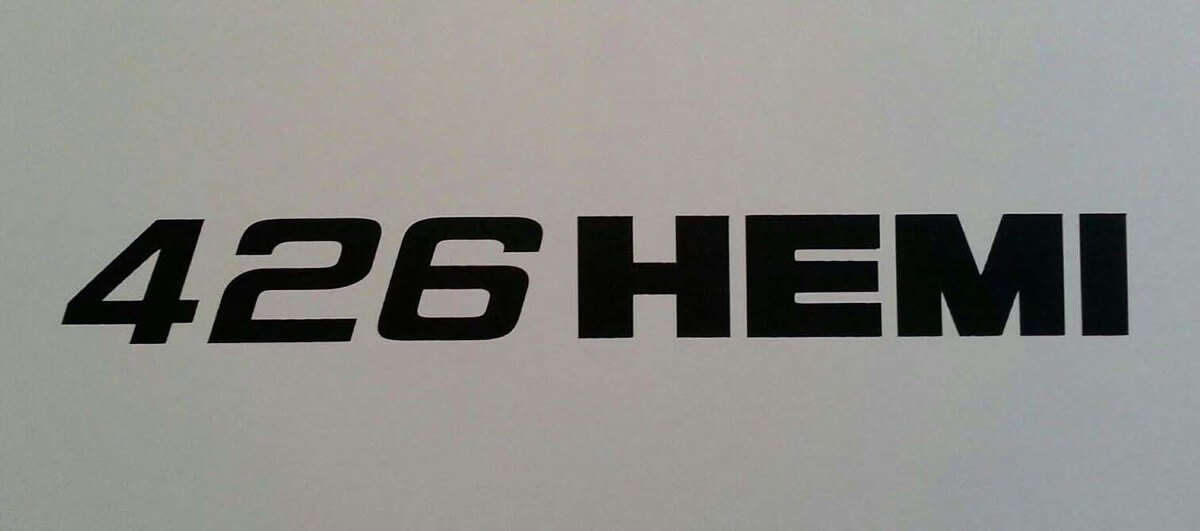 426 HEMI R/T Vinylsticker voor Dodge Challenger Charger Plymouth Cuda Demon
