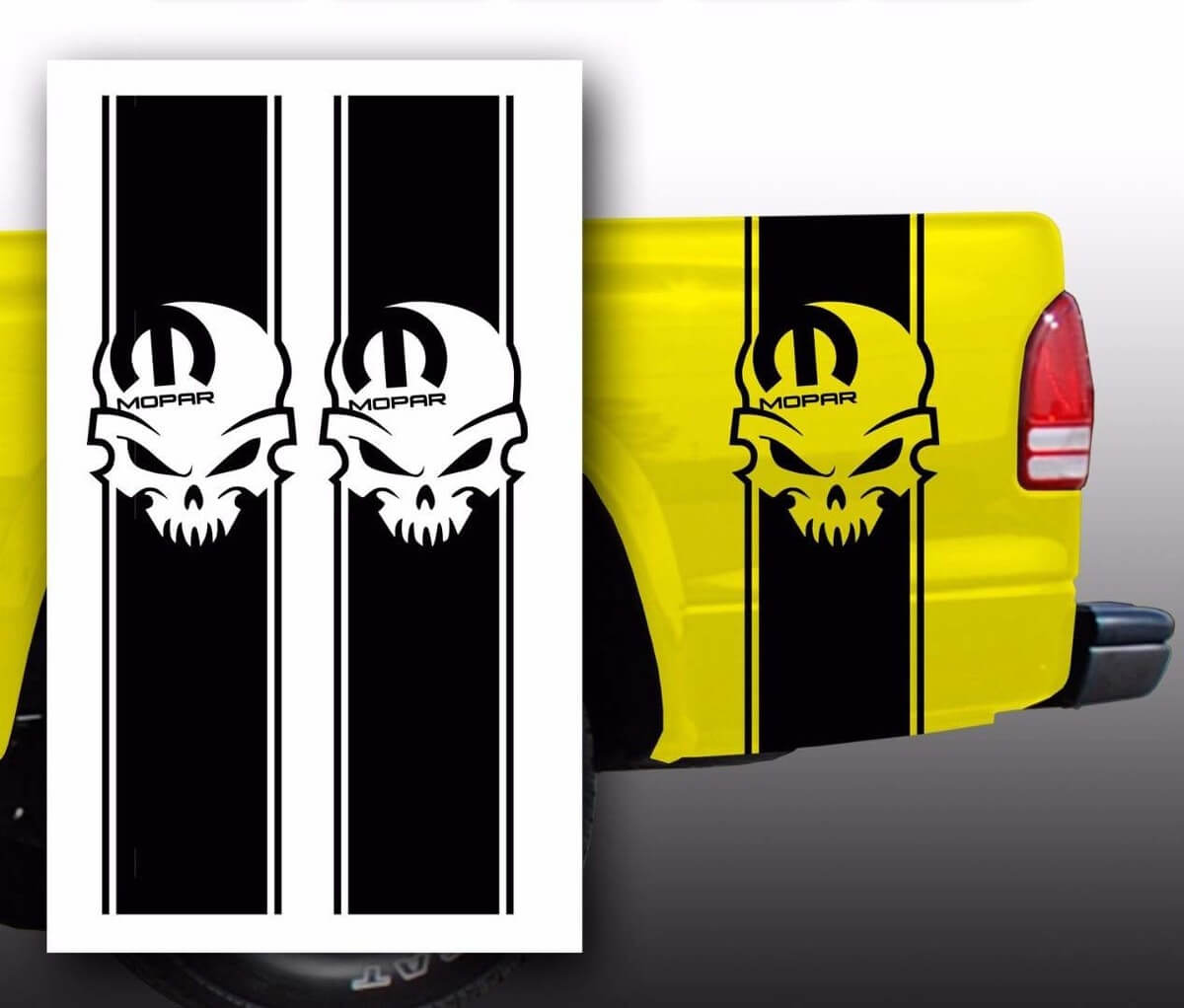 Mopar Skull Truck Bed Stripe Vinyl Decal Kit voor Dodge Pickup Truck