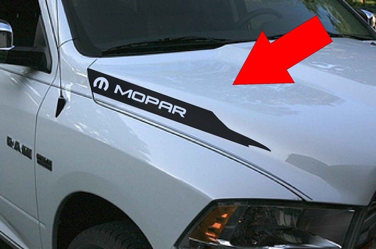 Sport motorkap vinyl strepen decals Rebel 2 voor Dodge Ram 1500 2500