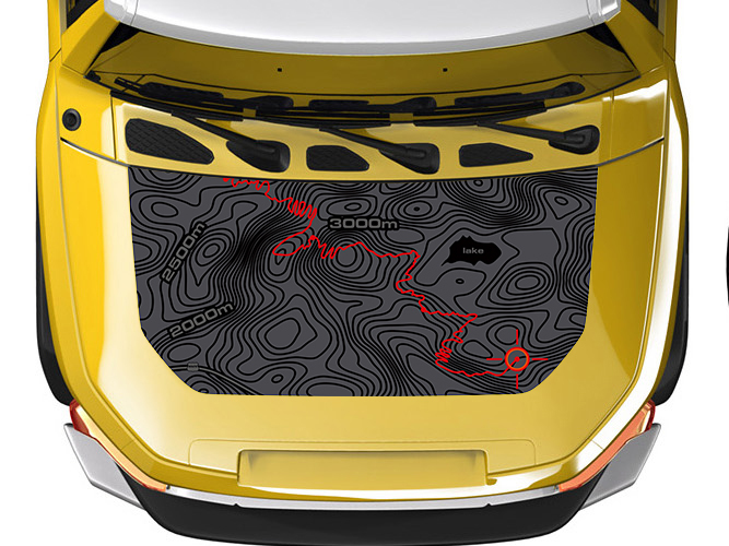 Topografische Kaart & Spoorlijn Motorkap Vinyl Decal Sticker voor Toyota FJ Cruiser