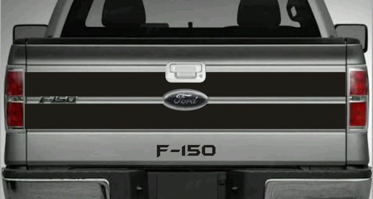 Ford F-150 achterklep Blackout stijl sticker sticker vinyl strepen 2009-2014 Avery + tekst
