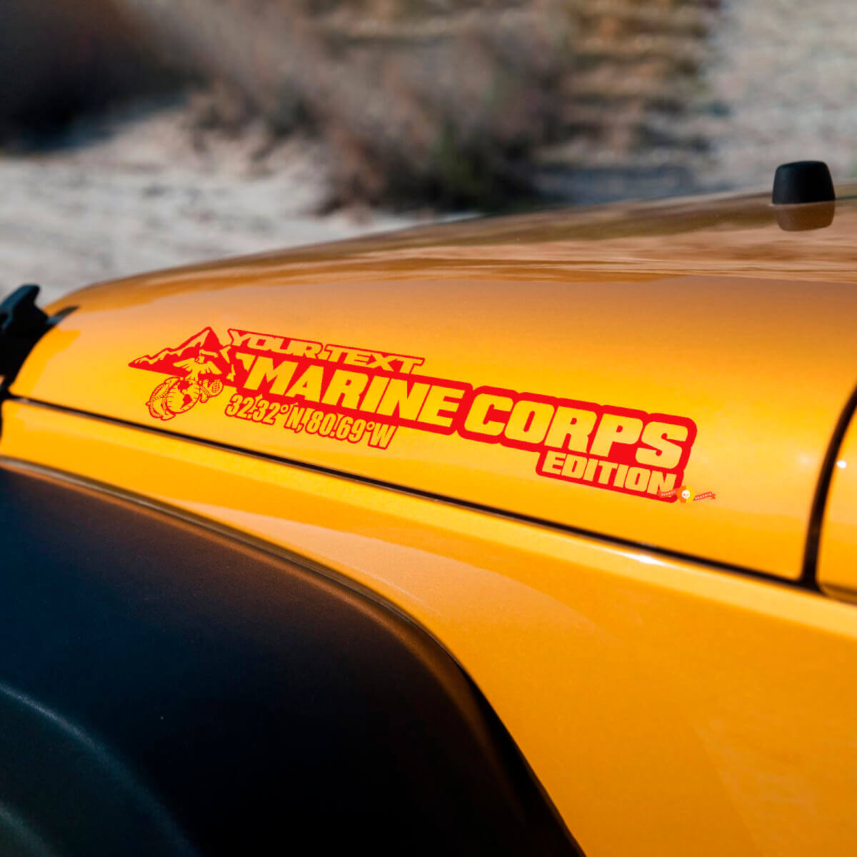 Aangepaste Marine Corps Edition Vinyl Decal Set voor Zijscherm voor Jeep Wrangler