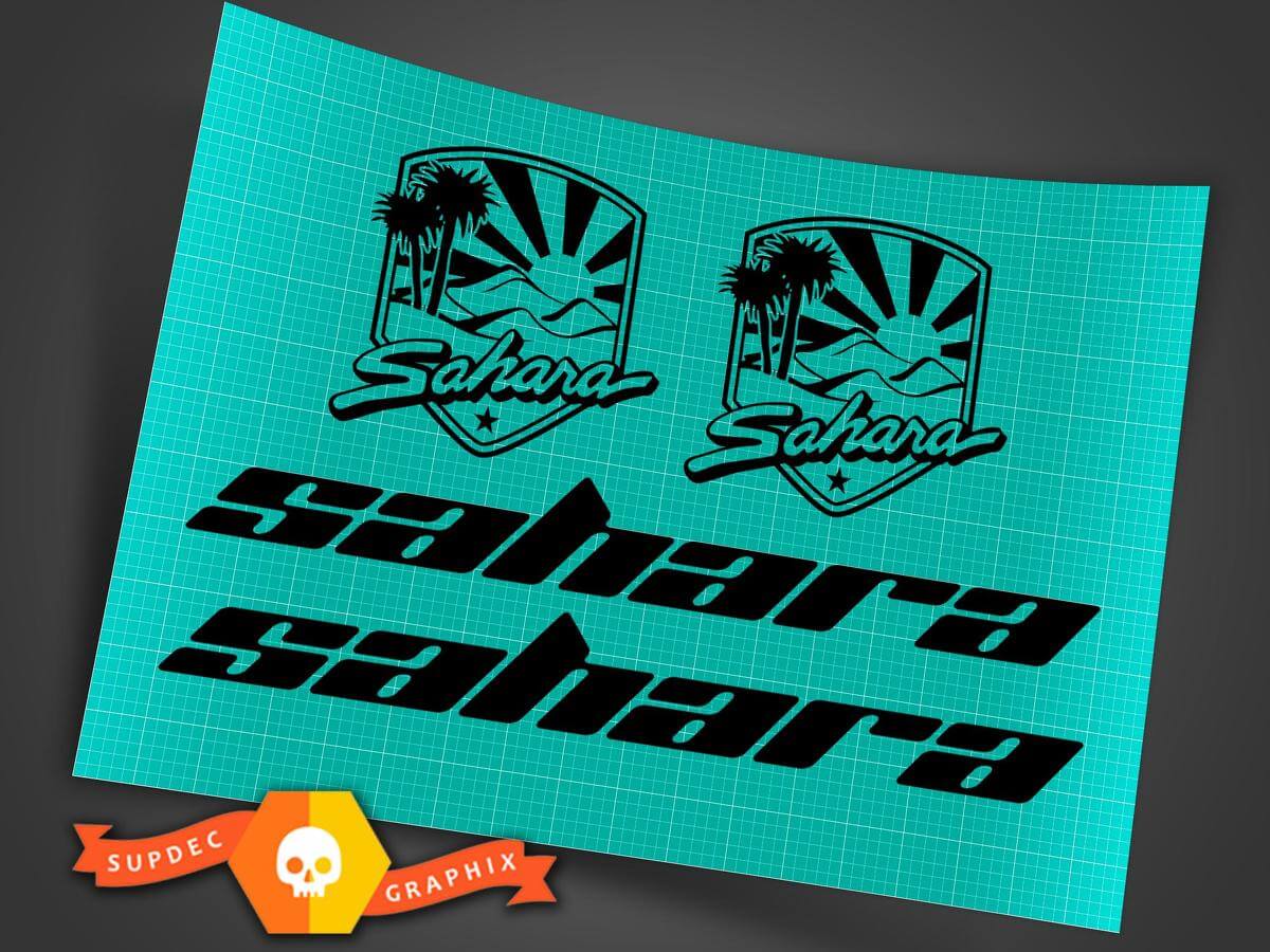 Jeep Wrangler Side Hood Decal Kit - Sahara Vervang matzwarte sticker TJ LJ JK