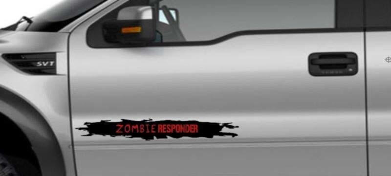 Zombie Responder Distressed Stijl Zij Vinyl Decal Set voor Auto's