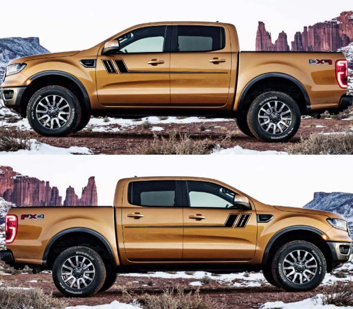 2X Sticker Zijdeur Strepen voor Ford Ranger 2015-2019