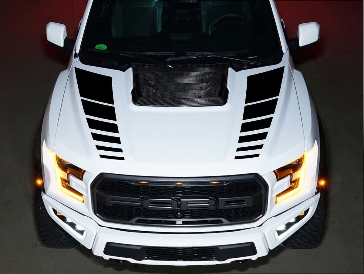 Dubbele stroboscoop motordektapijten vinyl decal kit voor Musclecar F-150 SVT 2016-2018