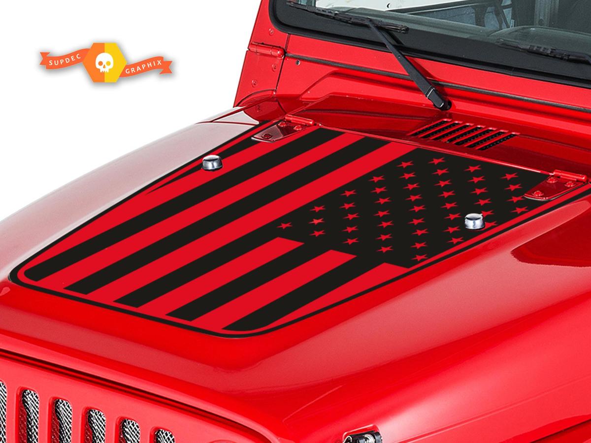 USA-vlag motorkap vinyl decal sticker voor Jeep Wrangler 1999-2006