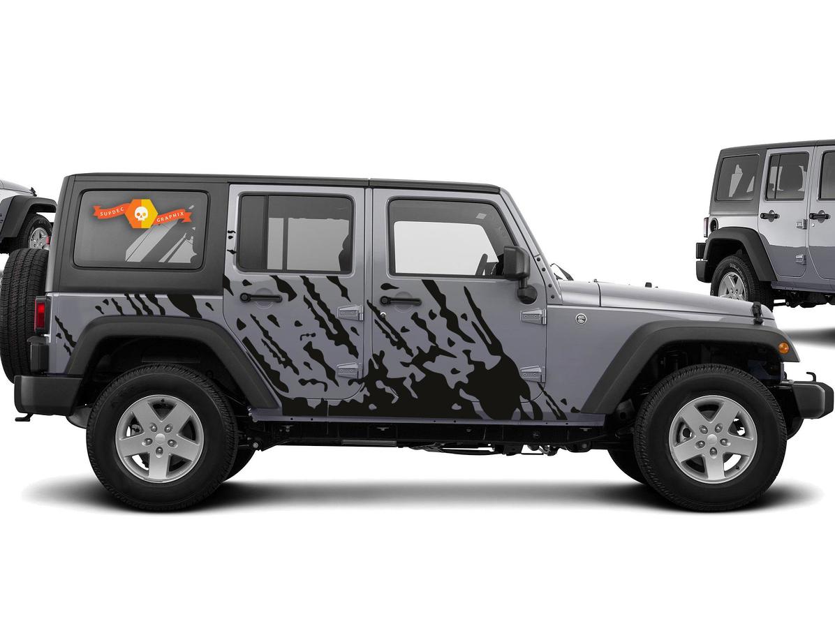 Modderspat Drapes Zijvinyl Decal Sticker voor Jeep Wrangler 2007-2016