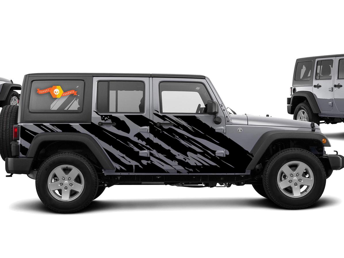 Destroyed Style Side Vinyl Decal Sticker voor Jeep Wrangler 2007-2016