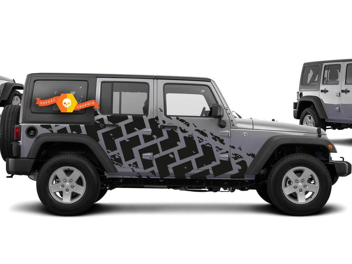 Zijkant Vinyl Decal Kit met Bandenprofiel voor Jeep Wrangler 2007-2016