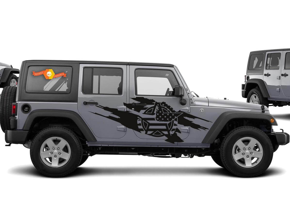 Army Star USA Vlag Vinyl Decal Kit voor Jeep Wrangler 2007-2016