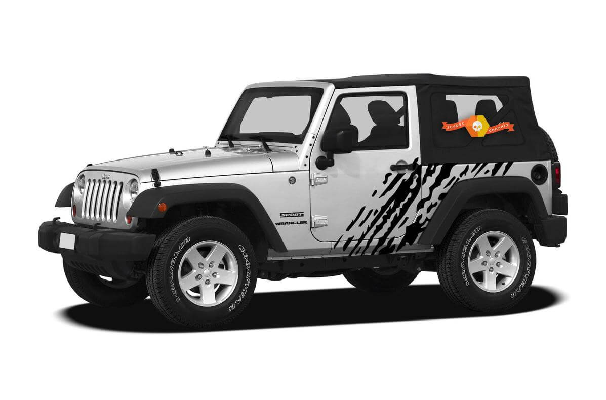 Modderspat Zijkant Vinyl Decal Kit voor Jeep Wrangler JK 2-Deurs 2007-2016