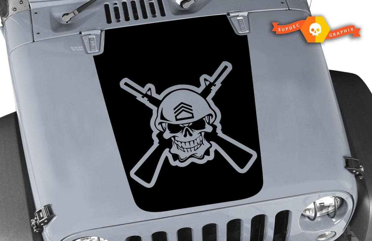 Schedel met Gekruiste Geweren Motorkap Vinyl Decal voor Jeep Wrangler 2007-2016