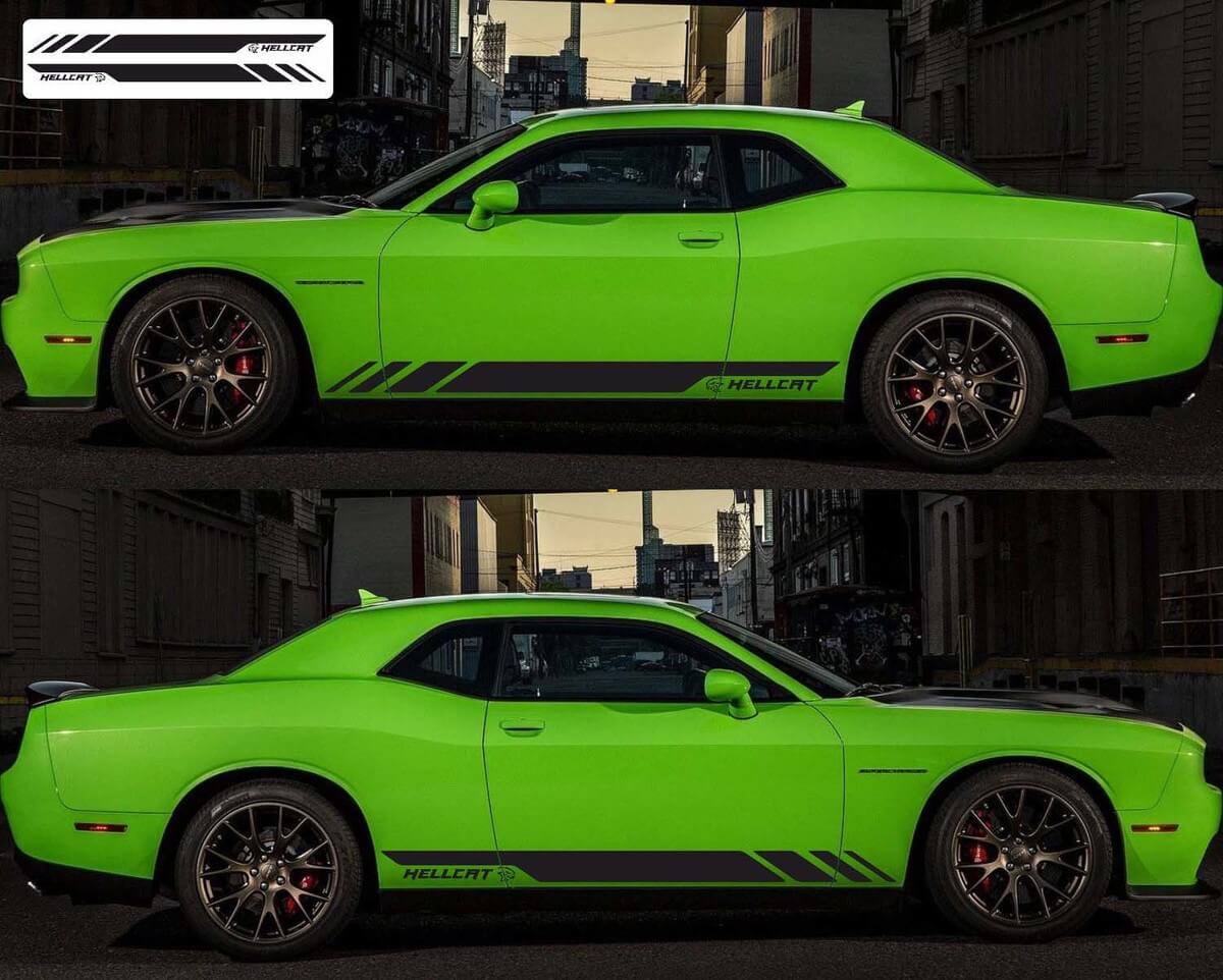 2x Zij Rally Vinyl Decals Stickers 3 voor Dodge Challenger