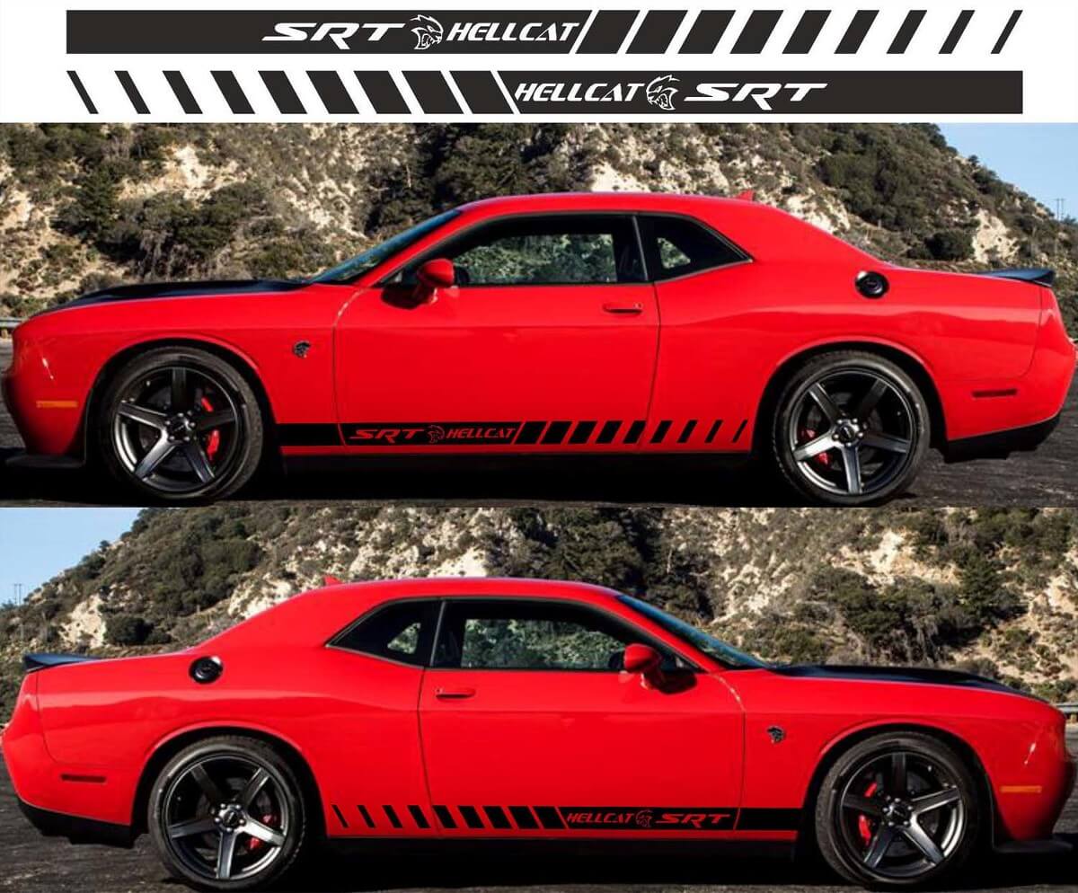2x Zijkant Rally Vinyl Decals Stickers 5 voor Dodge Challenger