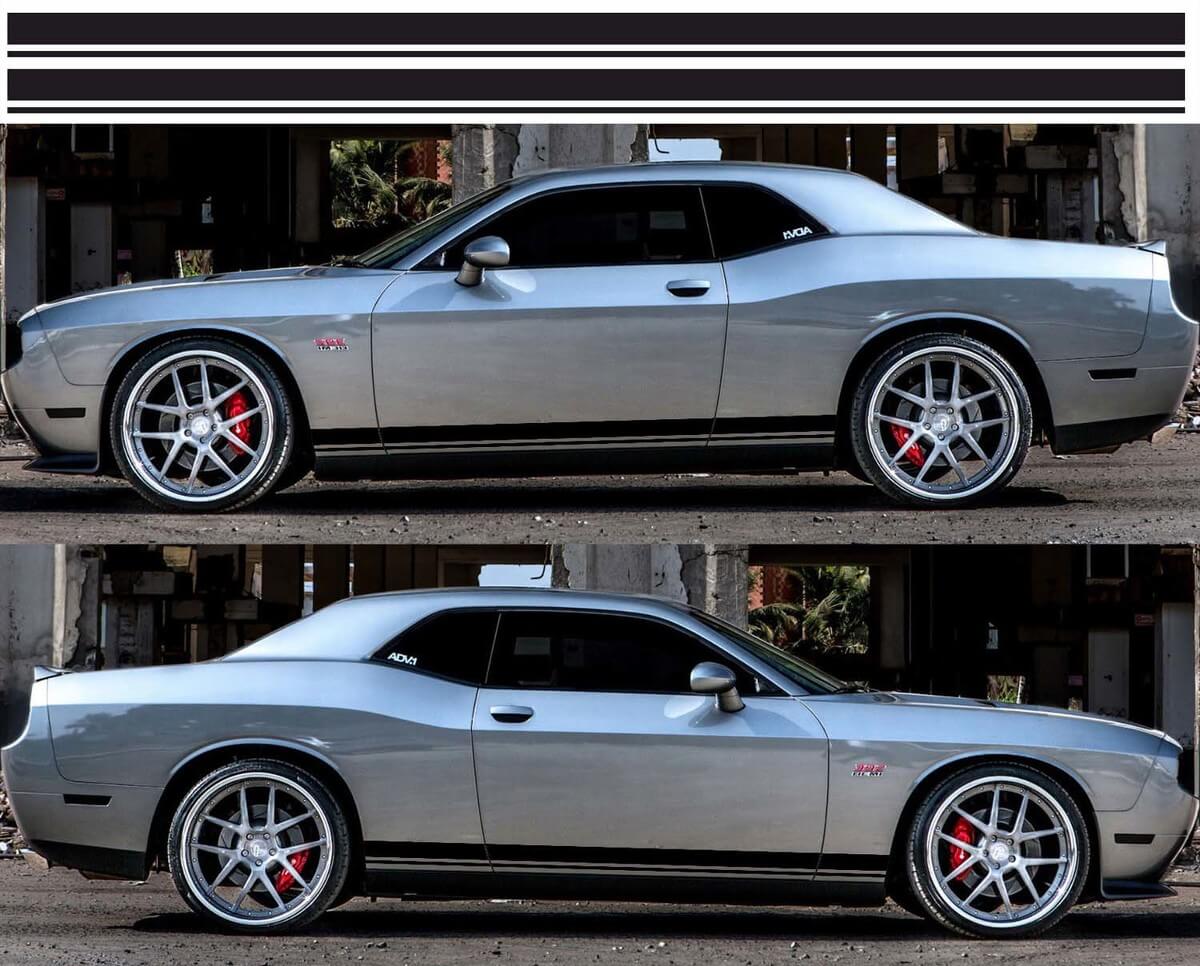 2x Zij Rally Vinyl Stickers 2 voor Dodge Challenger