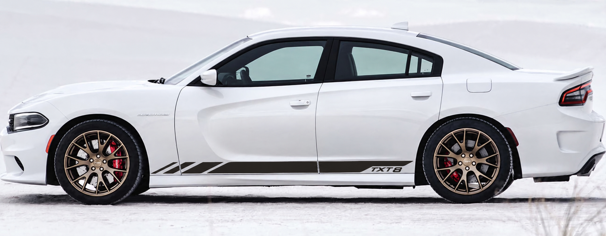 TXT8 Spear Rocker Stripe Paar Rocker Panel Vinyl Decal Sticker voor Dodge Charger 2011-2018