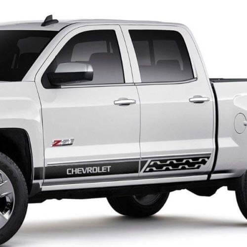 Chevrolet Silverado mk3 zijstrepen graphics Sticker Sticker deurpaneel Sticker Sticker zwart vinyl
