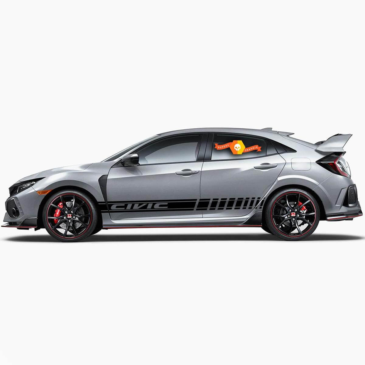2X meerdere kleuren grafische strip autorace vinyl sticker sticker voor Honda Civic