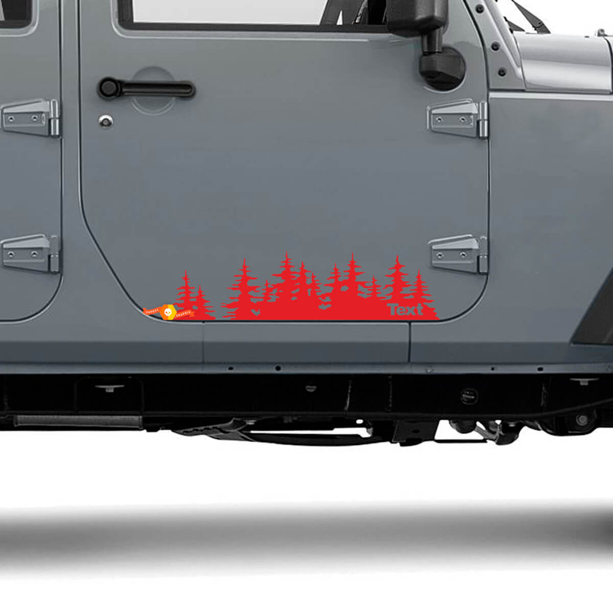 Jeep Tree forest gestanst Vinyl Deursticker PNW dennenbomen Woods Silhouette grafische auto vrachtwagen carrosserie