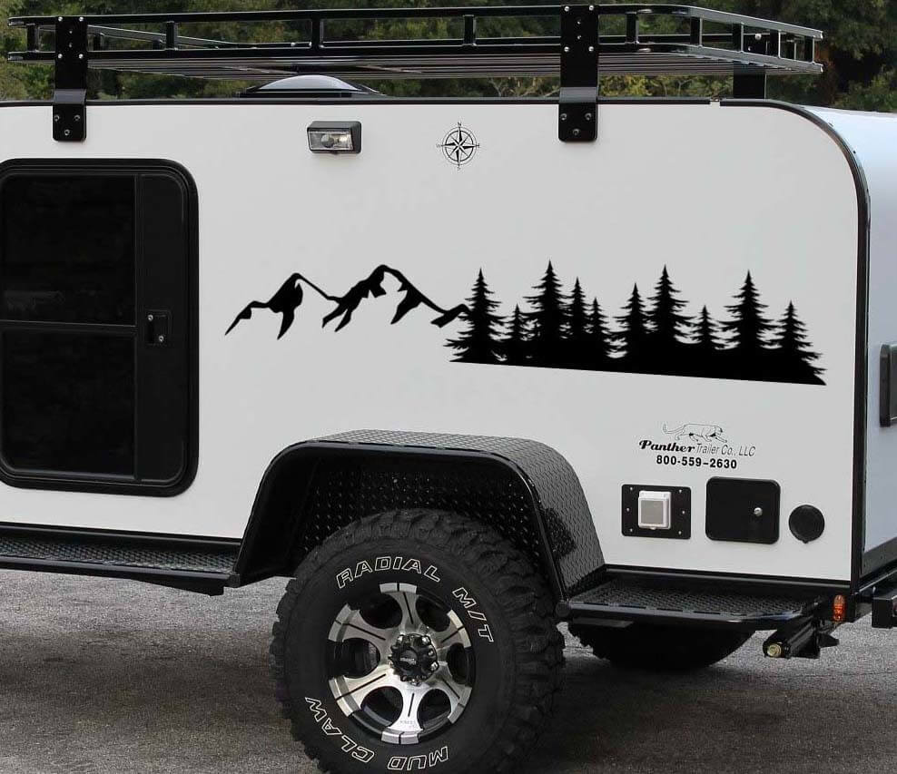 Mountains Forest Stijl Zij Vinyl Decal Sticker Voor Aanhanger