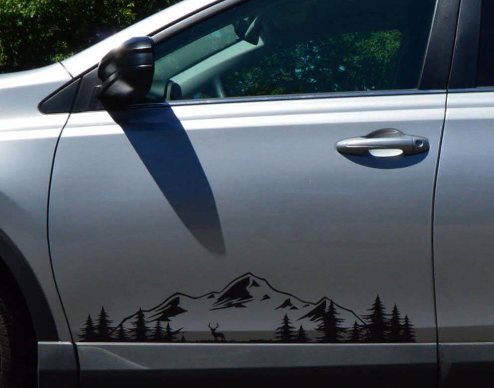 Bergen- en bosstijl zijvinyl decal sticker voor auto’s campers aanhangers vrachtwagens