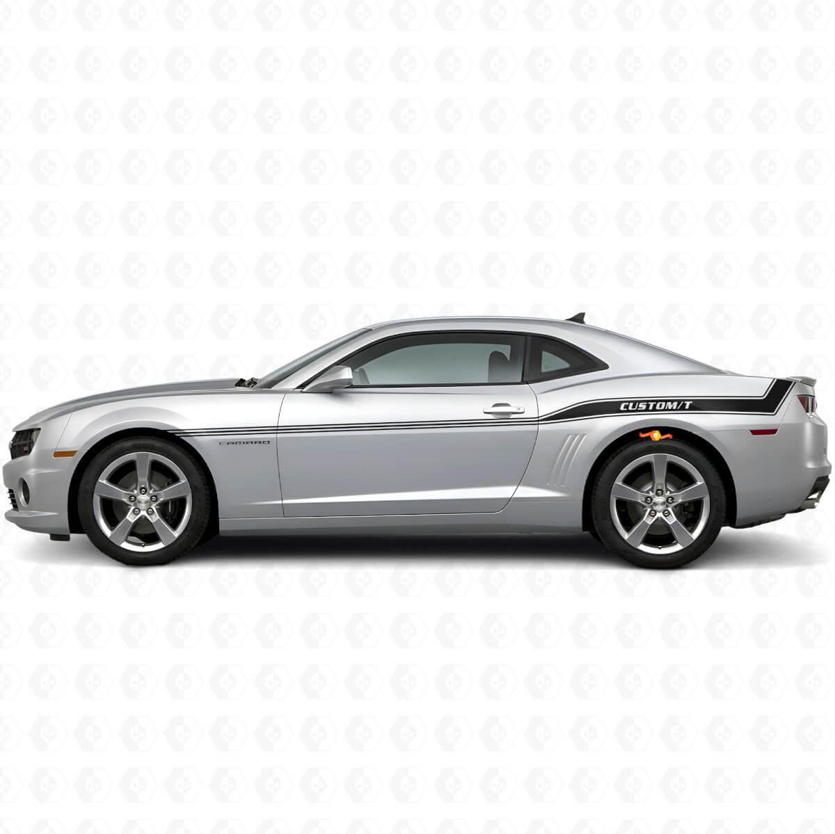 Aangepast gebogen omtrek zijstrepen vinyl decal kit voor Chevrolet Camaro 2010-15