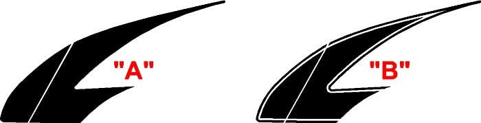 2016 en later Chevrolet Camaro Dagger Style Mid Body Hockey Stripe Kit Vinyl Decals Stickers
