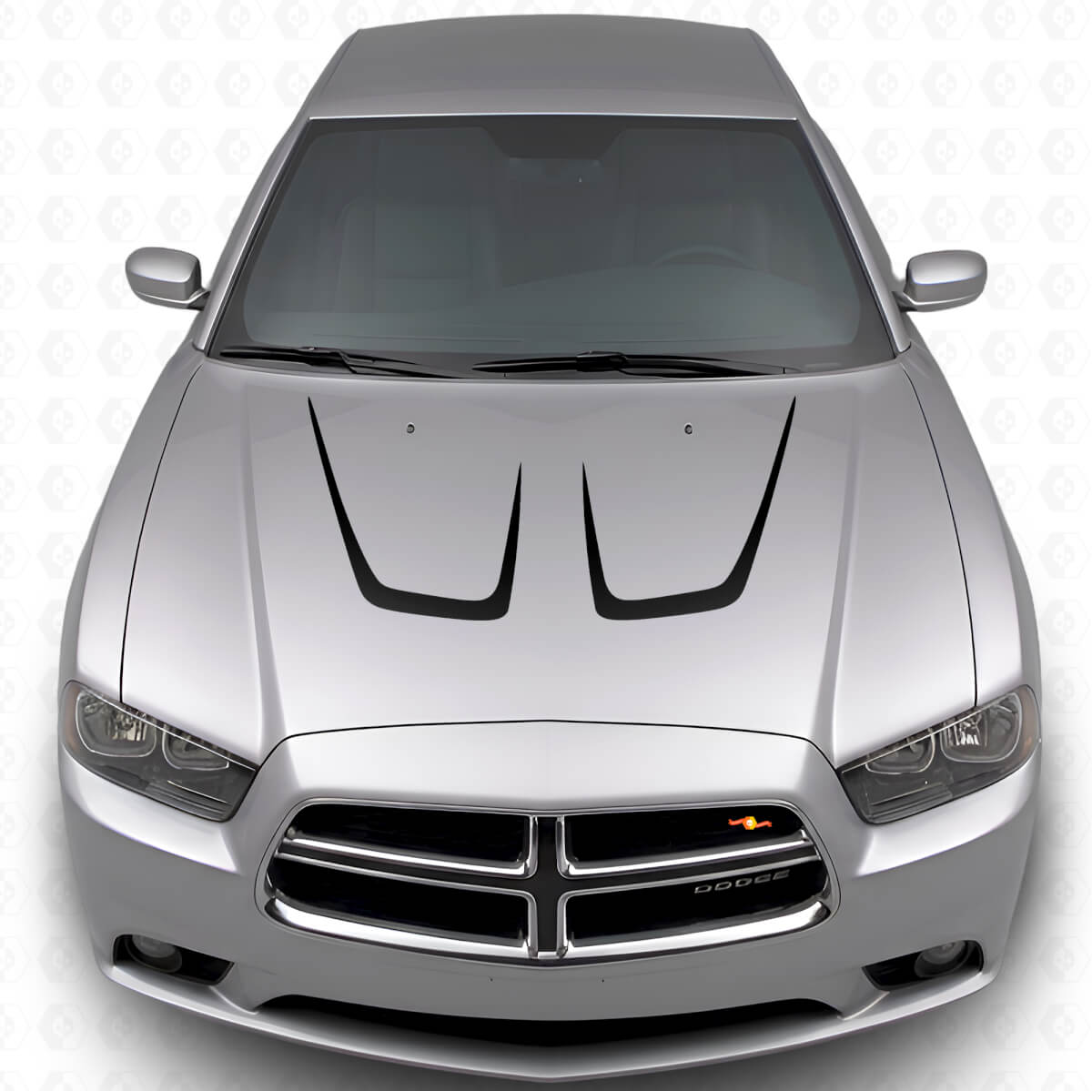 Twin gevederde motorkapstreep vinyl decalset voor Dodge Charger 2011-2014
