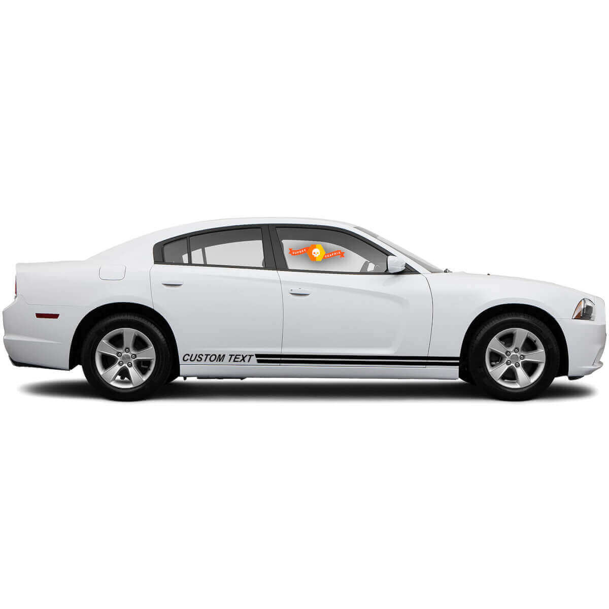 Aangepaste tekst met dubbel gestreepte zijvinylsticker voor Dodge Charger 2011-2014