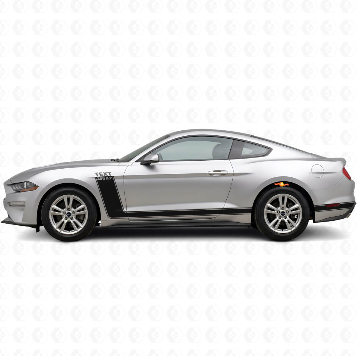 Aangepaste tekst & 300 pk zijstrepen vinyl decalset voor Musclecar Musclecarmodel 2010-20