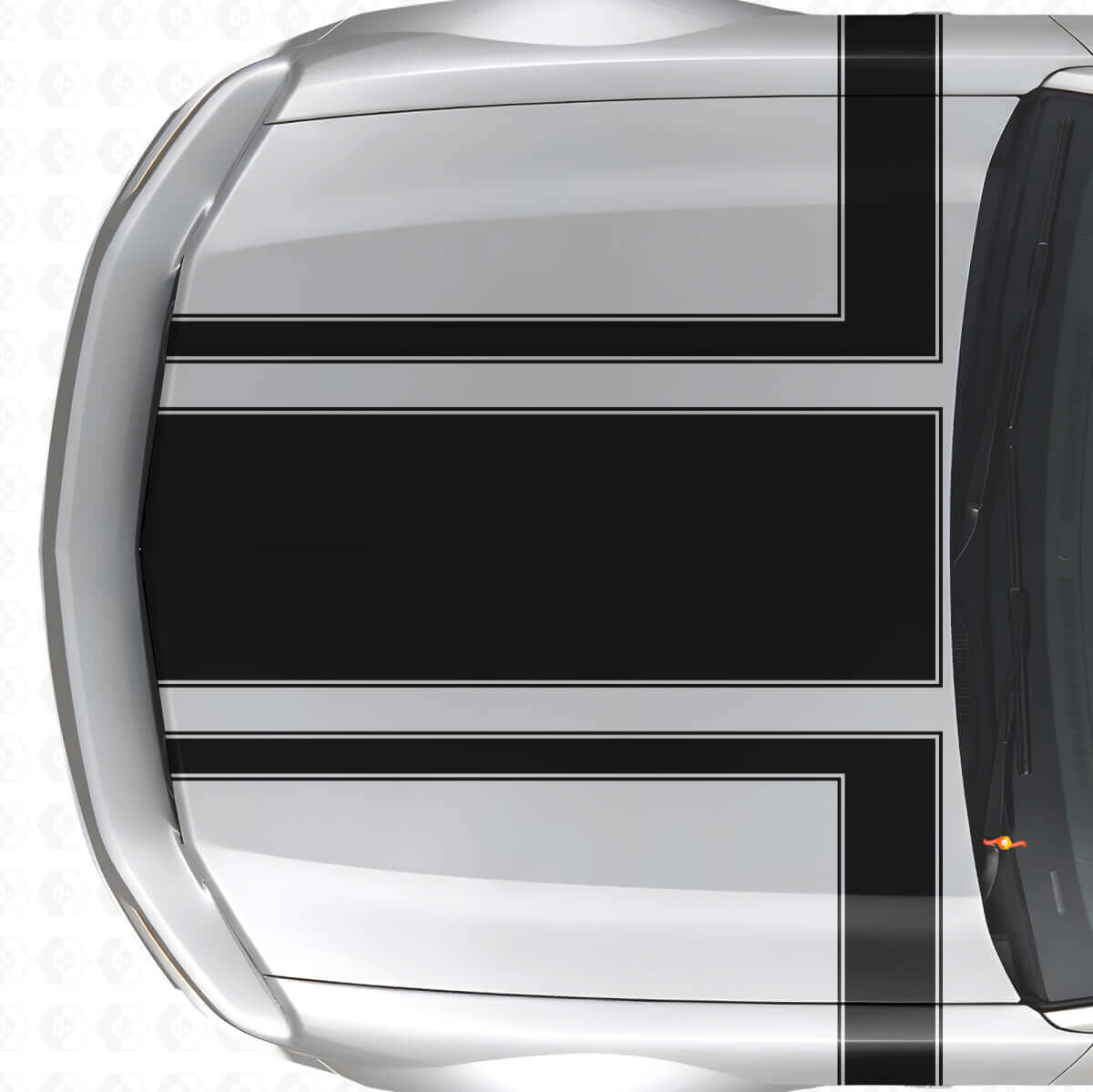 Geïllustreerde motorkap- en zijstrepen vinylstickerset voor Musclecar Musclecarmodel 2005-2009