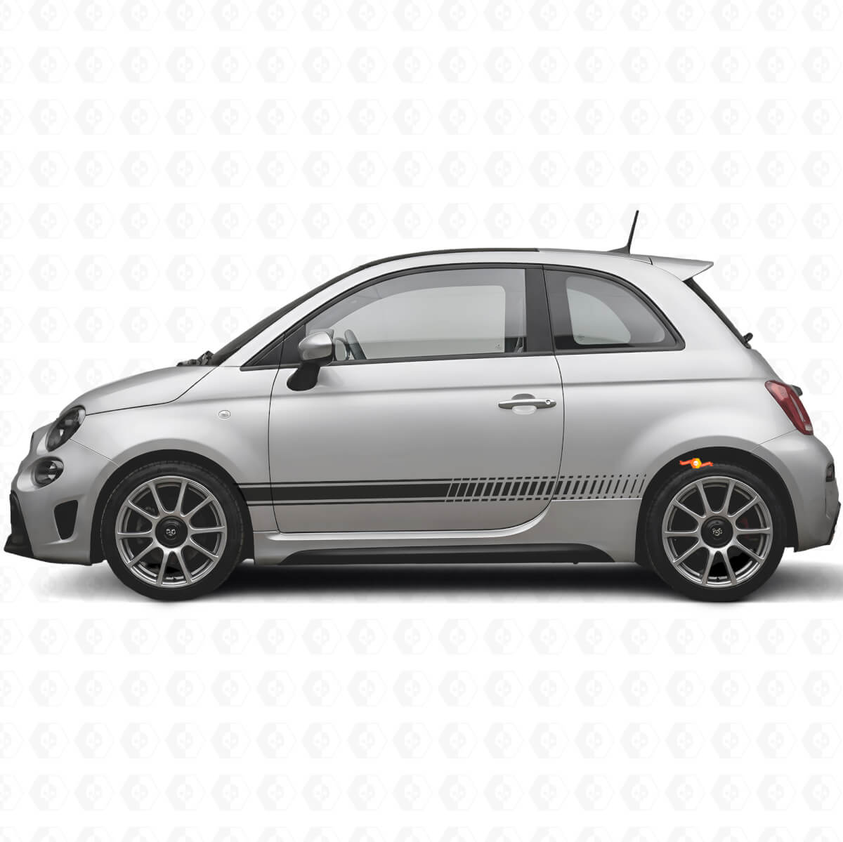 Ruitvormige Racezijstrips Vinyl Decal Kit voor Fiat 500 Abarth 2007+