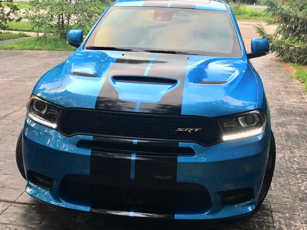 2018 en later Dodge Durango SRT RT GT Sport Hood Dual Rally Stripe Kit