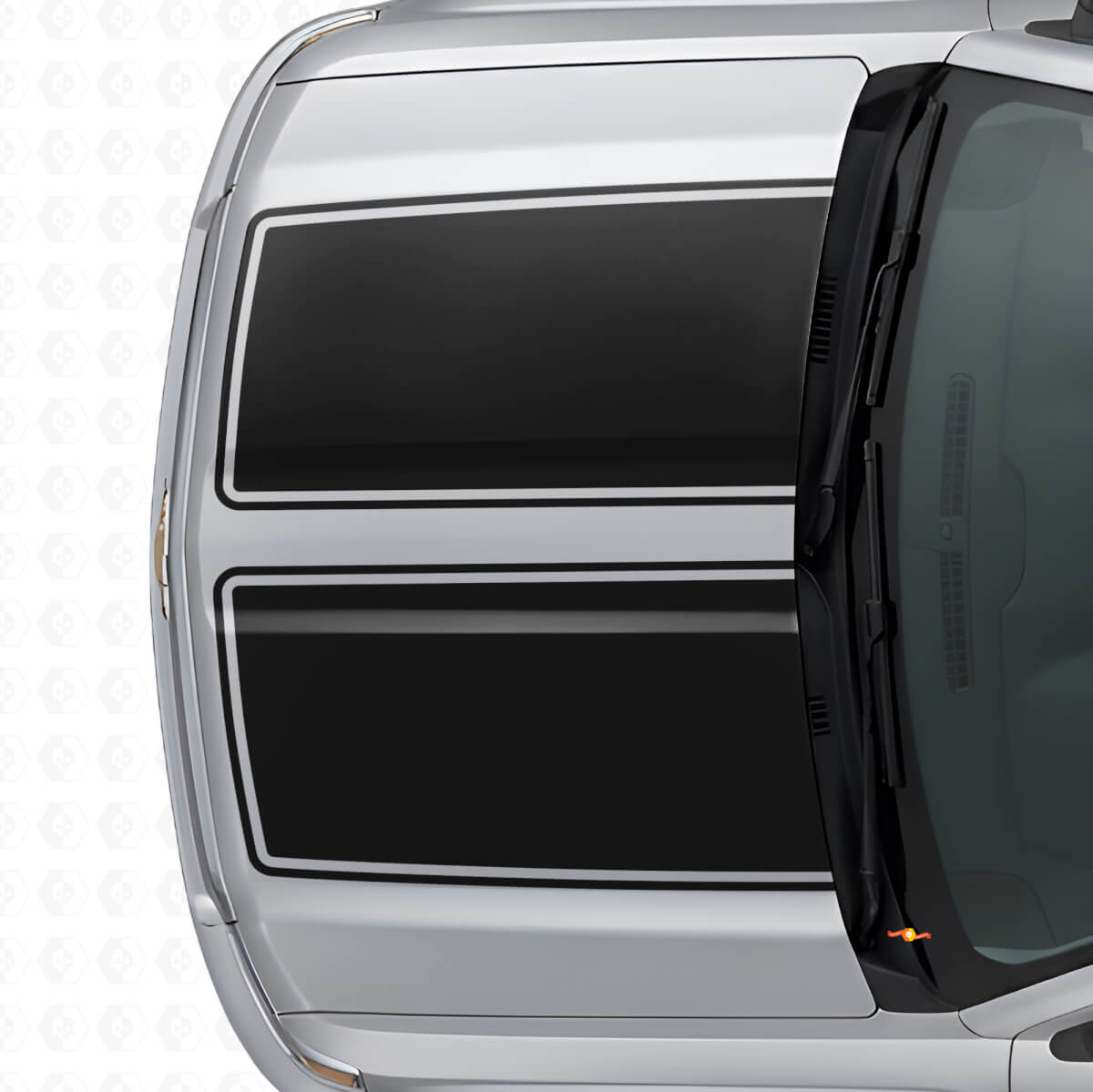 Dubbele Omlijnde Strepen Motorkap & Achterklep Vinyl Decal Set voor Chevrolet Silverado 2014-15
