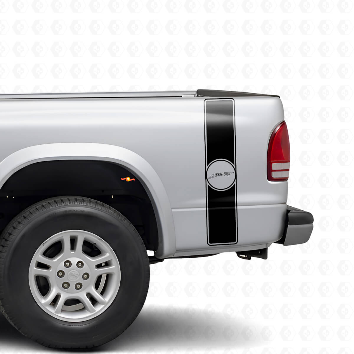 Sport Retro Stijl Achter Zijkant Strepen Vinyl Decal Kit voor Dodge Dakota 1997+