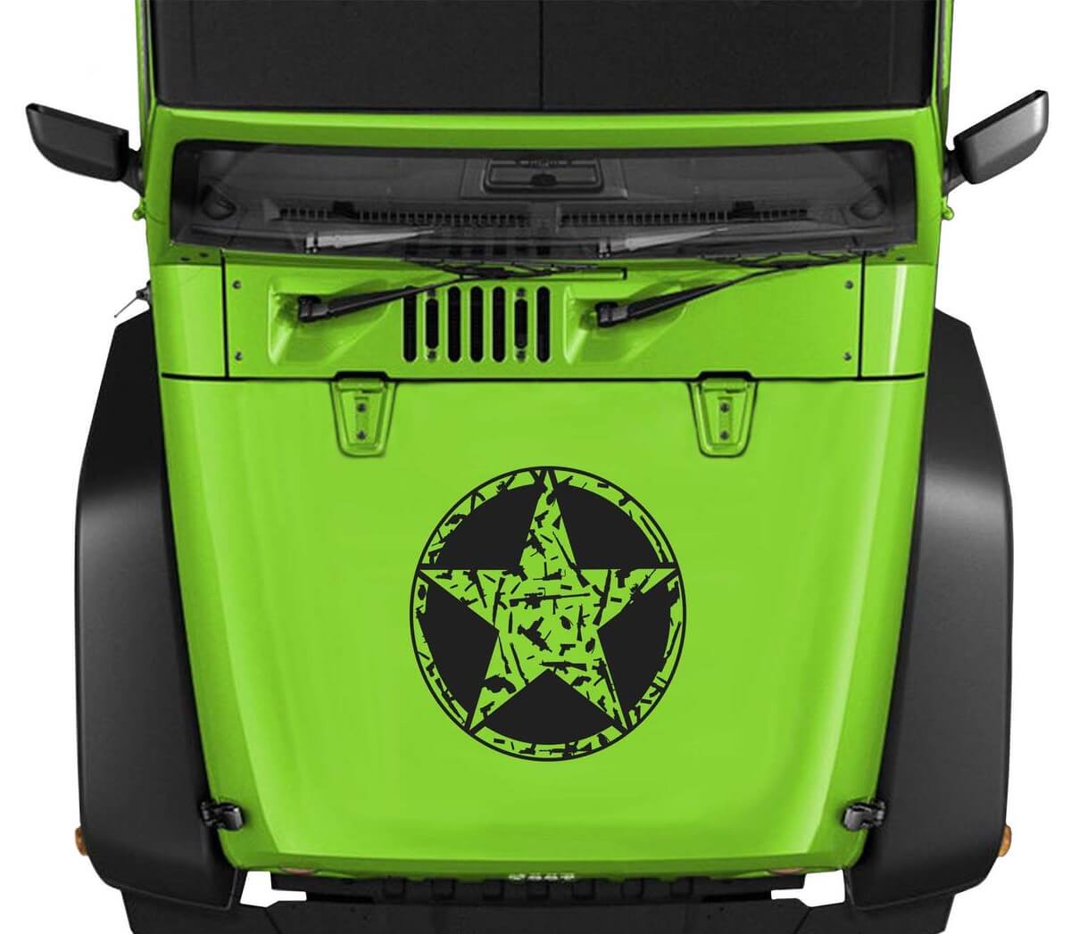 Oscar Mike M4 AK Bullet Star Hood Vinylstickers voor Jeep Wrangler