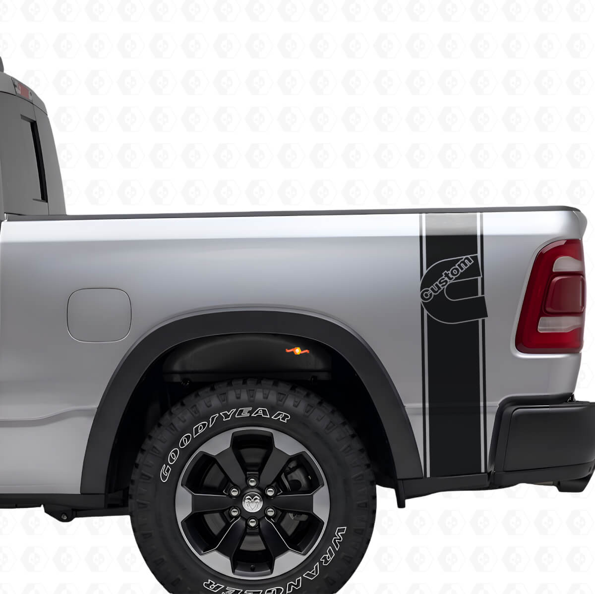 Aangepast vinyl decal kit met C-stijl achterzijstrepen voor Dodge-trucks