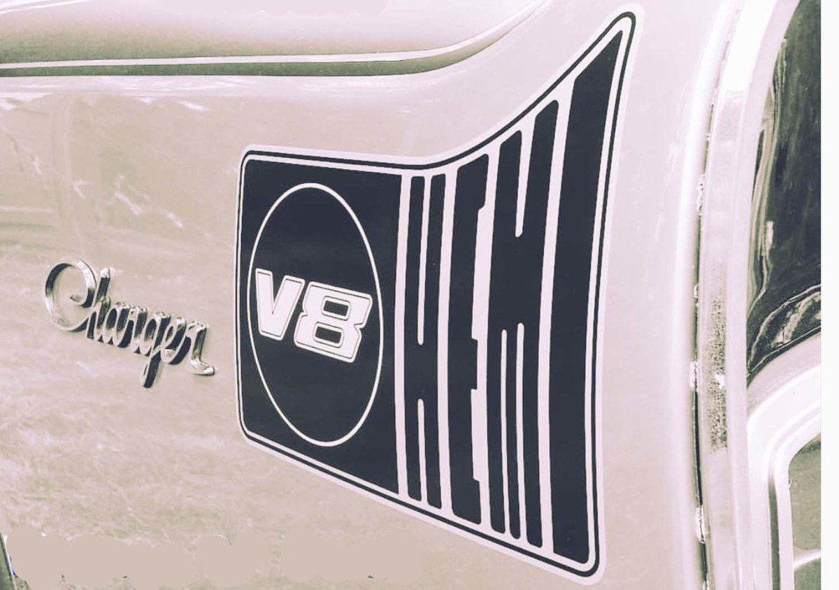 Hemi v8 Sticker Decal Vintage kwart paneel ontwerp De Chrysler Valiant Charger Ram Mopar Hellcat Cuda Srt8
