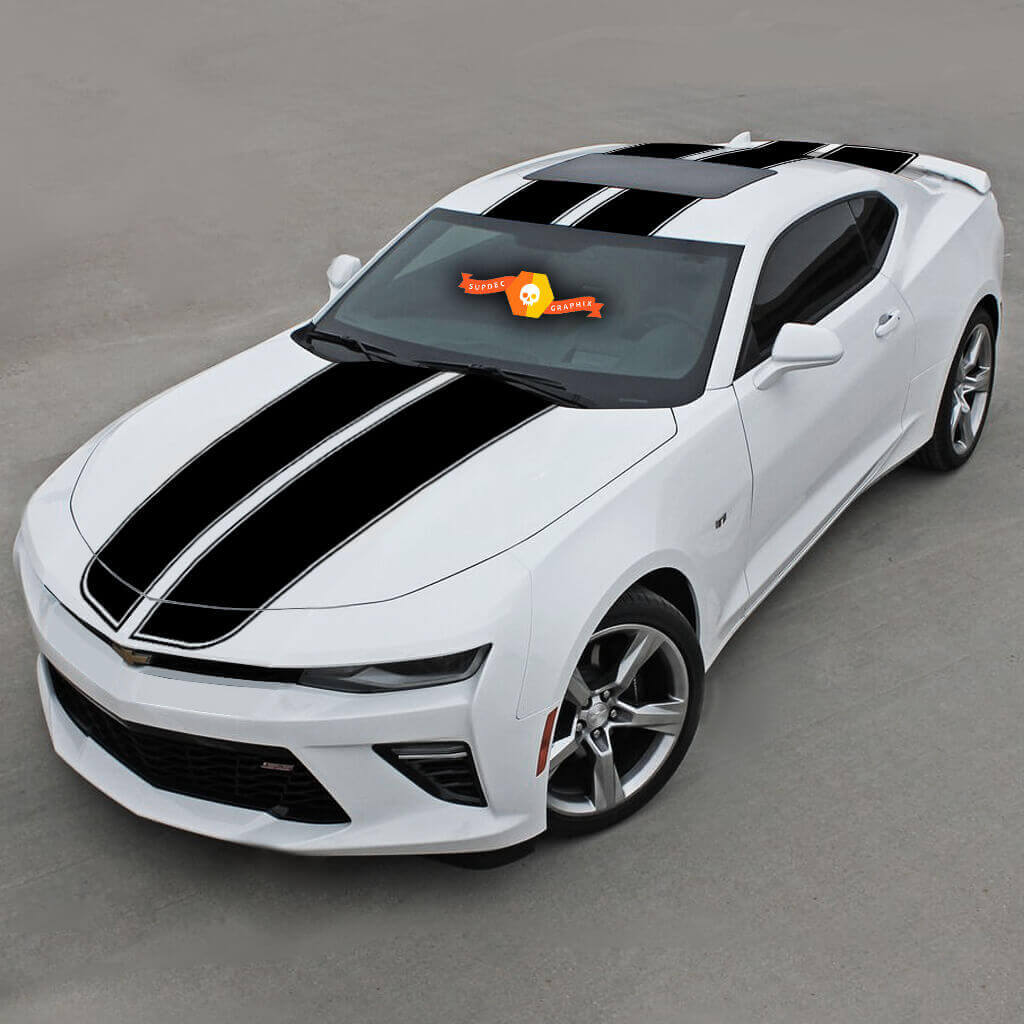 Dubbele Racing Strepen Bovenkant Vinyl Decal Kit voor Chevrolet Camaro 2016-18