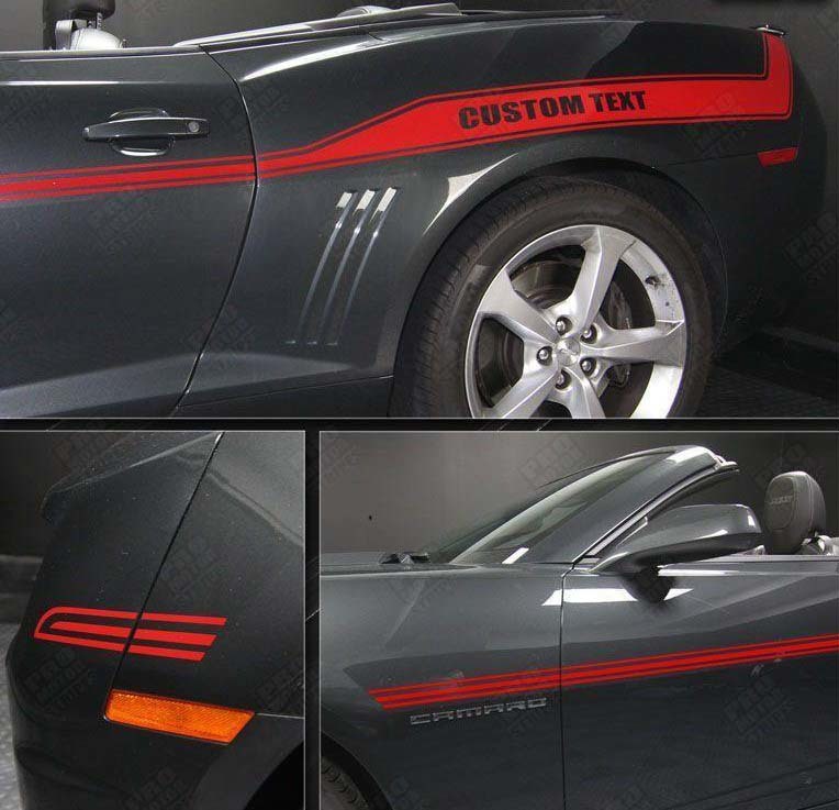 Racing Sport Custom Text Stripe Pair — Vinylsticker (zijkant) voor Chevrolet Camaro 2010-2015