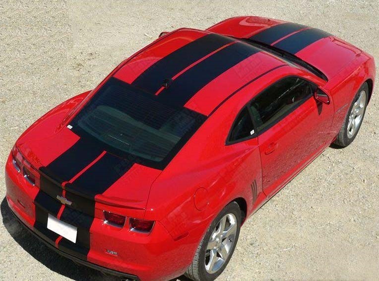 Pace Style Twin Rally Stripe Kit — Vinylsticker (motorkap, dak, kofferdeksel, achterbumper, voorbumper) voor Chevrolet Camaro 2010-2015_2