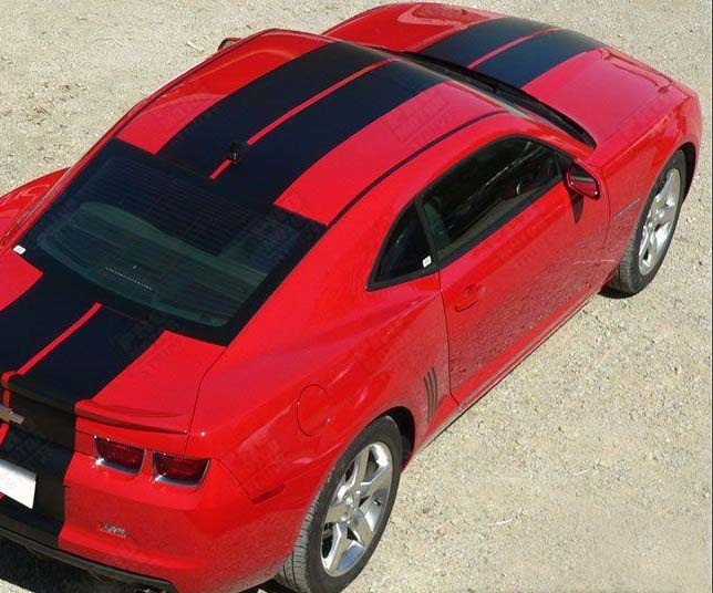 Pace Style Full Length Twin Stripe Kit — Vinylsticker (motorkap, dak, kofferdeksel, achterbumper, voorbumper) voor Chevrolet Camaro 2010-2015_2