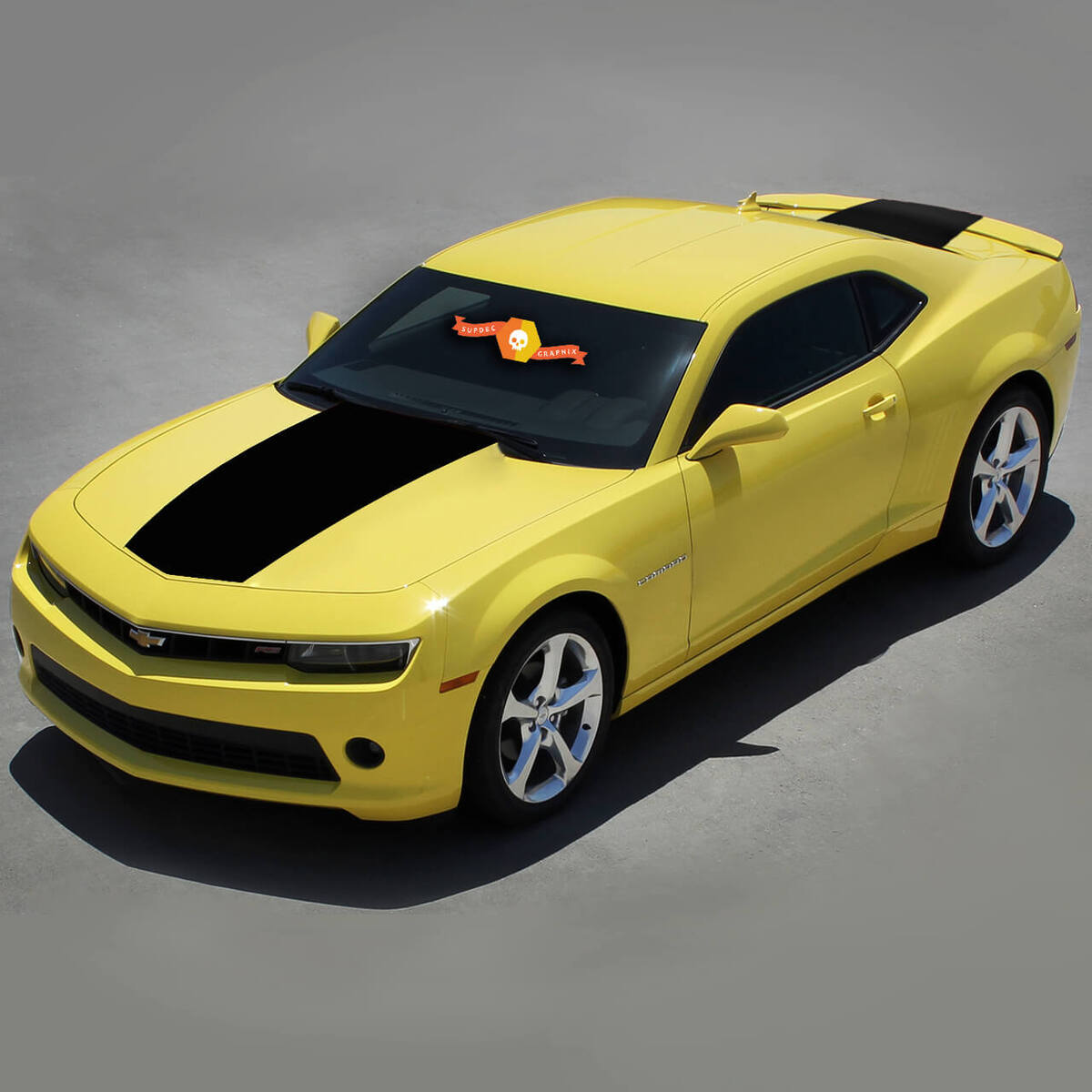 Chevrolet Camaro 2010-2015 fabrieksstijl massieve vinylstickers voor motorkap en kofferbak
